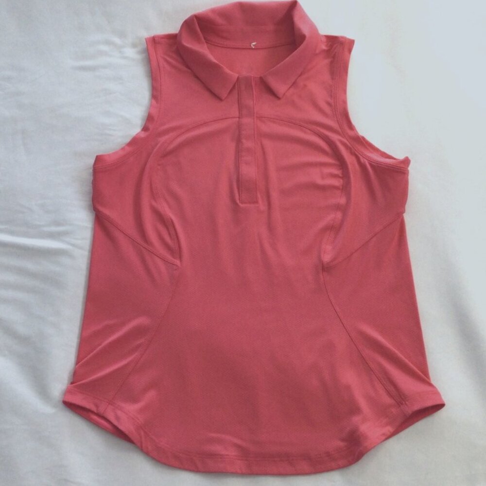 Lululemon Quick Dry Sleeveless Polo Shirt Lipgloss Pink Sz 6